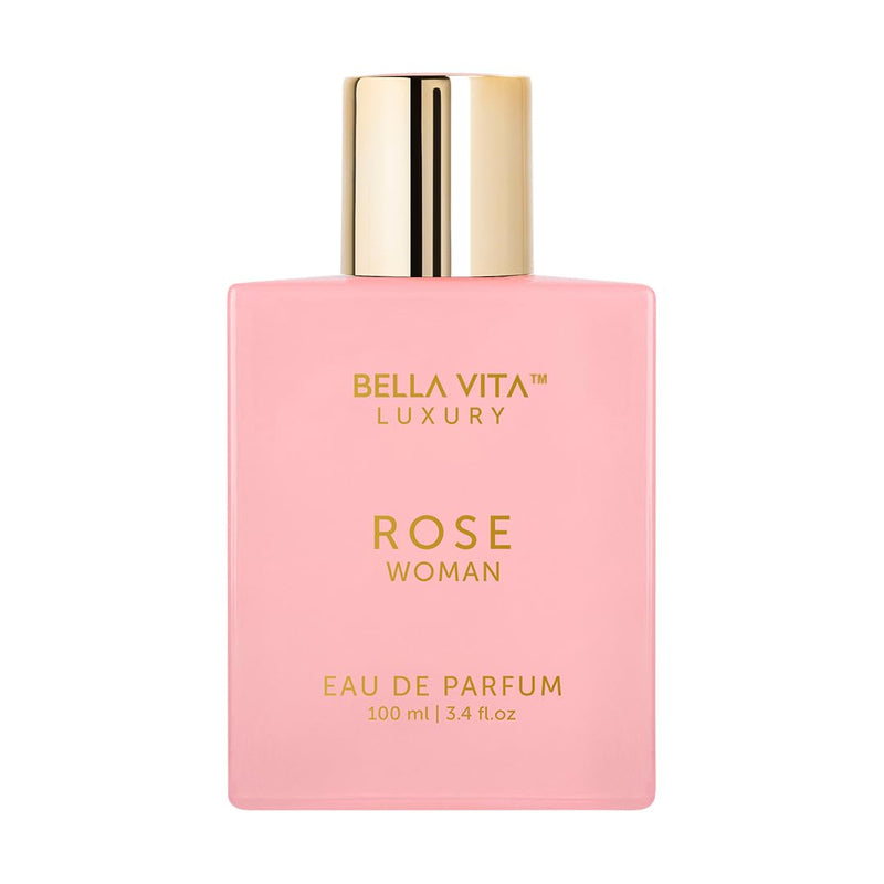 Bellavita Luxury ROSE Eau de Parfum | 100 ml (3.4 fl.oz.) | Perfume for Women | Fresh, Floral Peach, Jasmine, and Ambery Musk Notes | Long Lasting Women's Day Special Fragrance