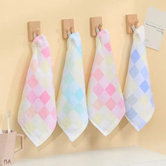 Color Grid Cotton Hand Towel - Super Soft Gauze (1PC)
