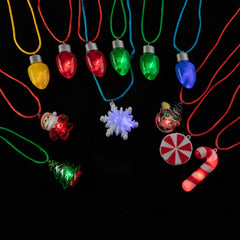 Cool Light Up Necklace with Santa and Christmas Tree