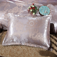 Silk Satin Jacquard 4-Piece Bedding Set with Duvet Cover