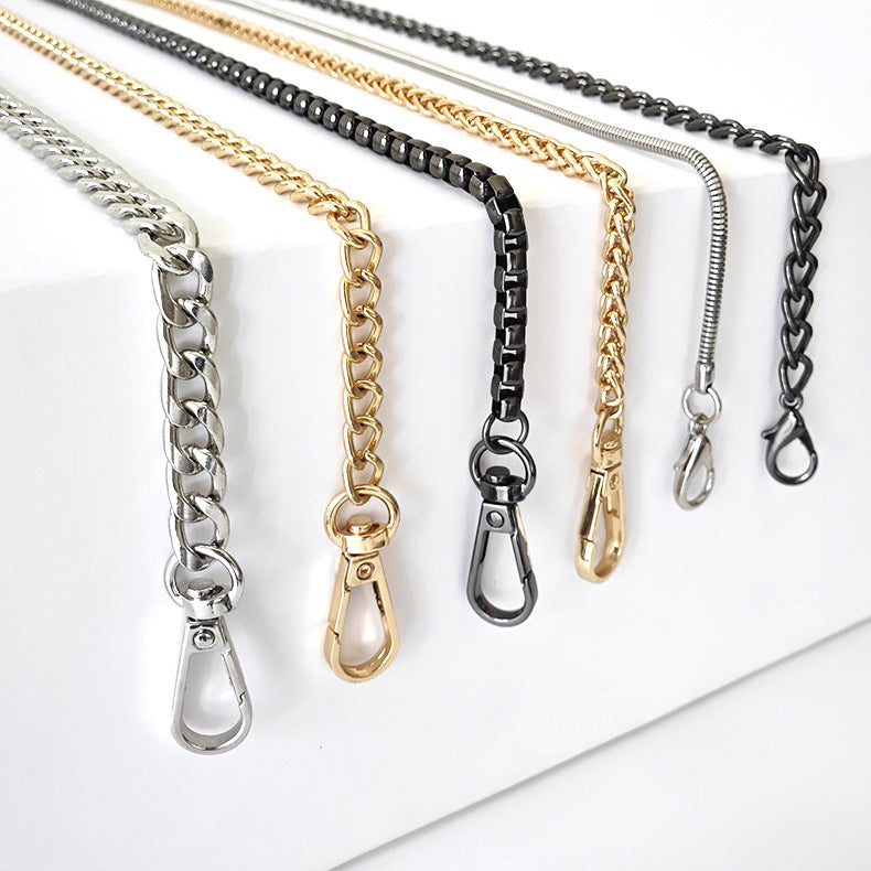 Metal Bag Chain with Woven Shoulder Strap for DIY