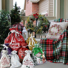 Simple Drawstring Christmas Gift Bag Set