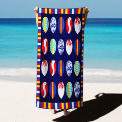 Manicure Style Beach Towel with Plum and Yellow Stitching