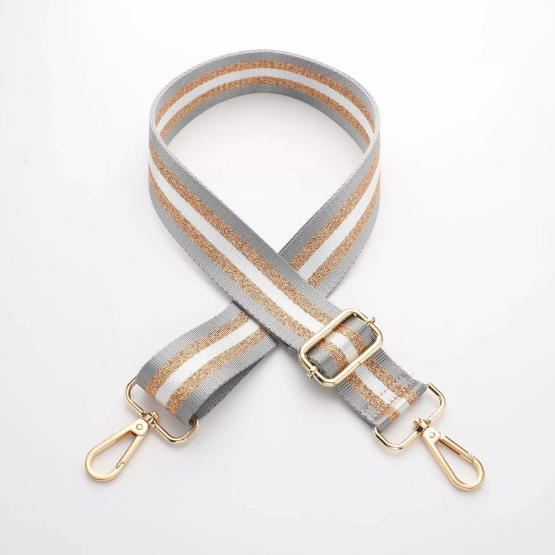 Casual Stripe Adjustable Bag Strap with Gold Thread