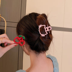Cartoon Cute Bear Hair Clip with Cherry and Shark Design