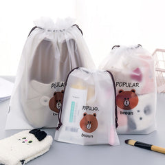 Cartoon Black Cat Drawstring Storage Bag
