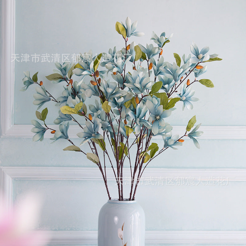 Realistic Magnolia Silk Flower for Wedding Decor (Single Stem)