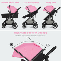 2-in-1 Foldable Pushchair Newborn Infant Baby Stroller