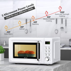 700W Retro Countertop Microwave Oven with 5 Micro Power and Auto Cooking Function
