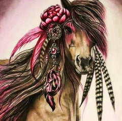 DIY Diamond Painting of Horse with Flowers
