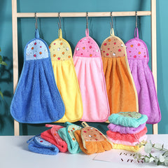 Thick Coral Fleece Hanging Hand Towels for Kitchen