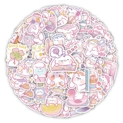 Cute Cartoon Pink Puppy Waterproof Stickers (60 Pack)