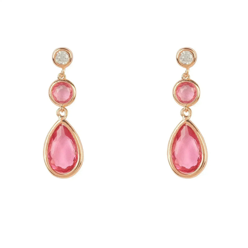 Pink Tourmaline Drop Earrings | Rose Gold Birthstone Jewelry - Femstylo