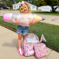Pink Bow Confetti Clear Backpack