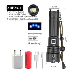 Rechargeable USB Flashlight with Power Display