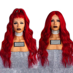 Chemical Fiber Red Lace Wig Long Curly Hair