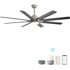 66" Smart Ceiling Fan with LED Light | 8-Blade Dimmable Fan with DC Motor, Remote, App & Voice Control — Alexa & Google Home Compatible