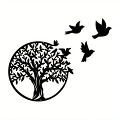 Round Metal Tree of Life Wall Art Decor (1pc)