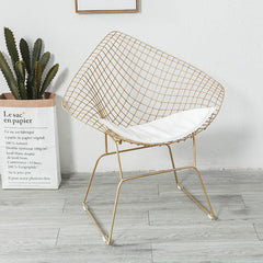 Nordic Style Iron Stool with Backrest in Gold