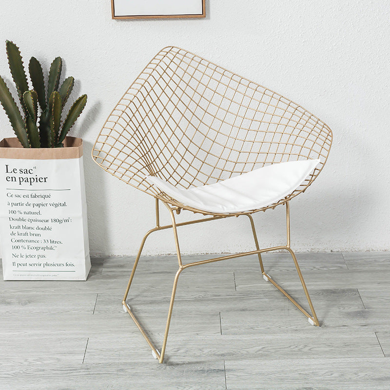 Nordic Style Iron Stool with Backrest in Gold