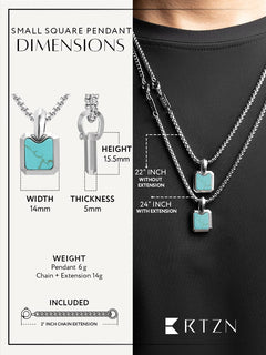 Turquoise Square Pendant Necklace