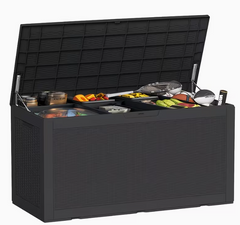75 Gallon Heavy-Duty Outdoor Deck Box – Waterproof Patio Storage Box with Hinged Lid, Lockable & Easy Assembly