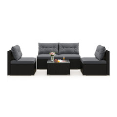 5-Piece Outdoor Patio Furniture Set with Cushions and Coffee Table