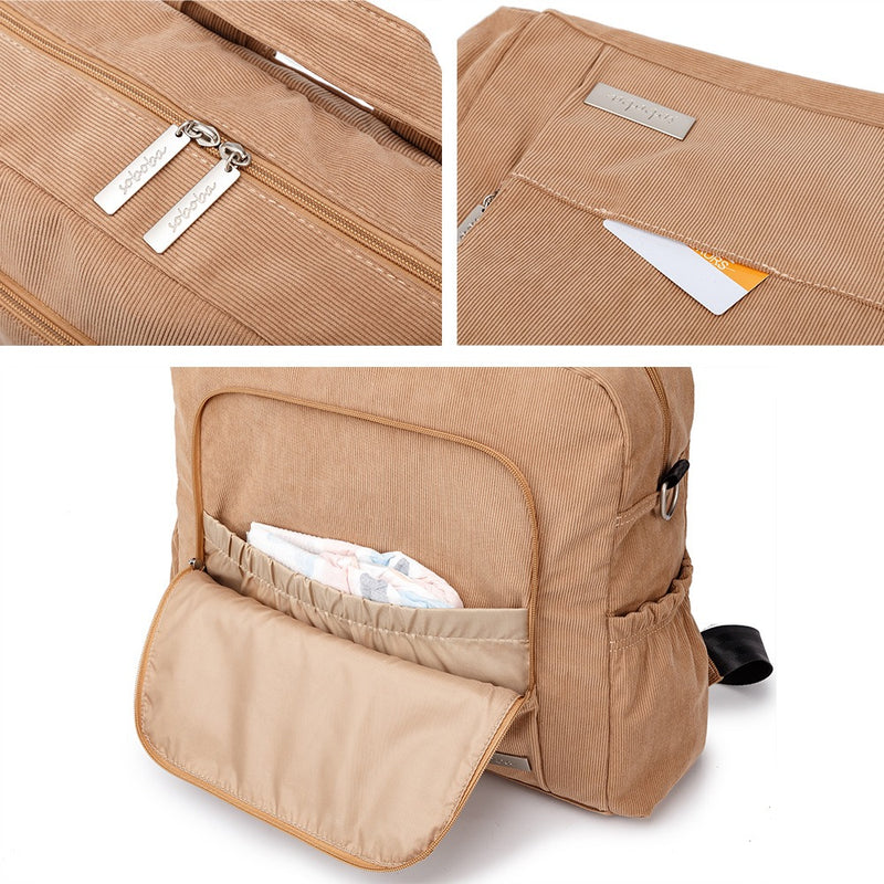 Corduroy Mummy Backpack Large Capacity