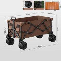 Foldable Camping Cart with Table, Heavy Duty Pull Wagon