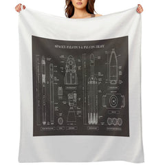 SPACEX Falcon 9 & Falcon Heavy (Blackboard) Throw Blanket