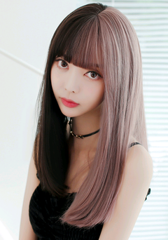 Multicolor Women's Wig with Bangs - Fashionable Style