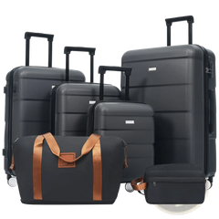 Hardshell Luggage Sets 6 Piece With 2 Bags,Carry On Suitcase With Handle Password Lock Double Spinner Wheels, Lightweight 16-20-24-28 Luggages
