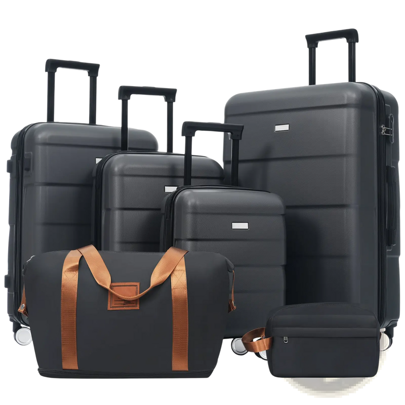 Hardshell Luggage Sets 6 Piece With 2 Bags,Carry On Suitcase With Handle Password Lock Double Spinner Wheels, Lightweight 16-20-24-28 Luggages
