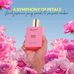 Bellavita Luxury ROSE Eau de Parfum | 100 ml (3.4 fl.oz.) | Perfume for Women | Fresh, Floral Peach, Jasmine, and Ambery Musk Notes | Long Lasting Women's Day Special Fragrance