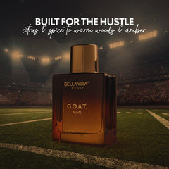Bellavita Luxury G.O.A.T. Eau de Parfum | 100 ml (3.4 fl.oz.) | Perfume for Men | Citrus, Bergamot, Patchouli, and Vetiver Notes | Long Lasting Men's Fragrance | Gift for father's Day