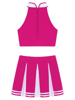 Cheerleader Costume - Women's Crop Top with Pleated Mini Skirt Uniform