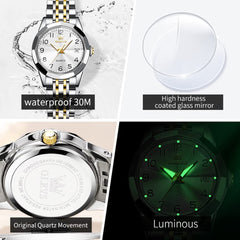 OLEVS Womens Watch Fashion Dress Diamond Female Watches for Ladies Analog Quartz Stainless Steel Waterproof Luminous Day Date Two Tone Wristwatch