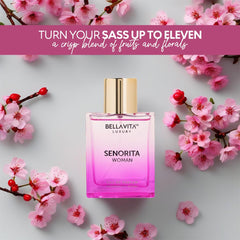 Bellavita Luxury Senorita Eau de Parfum | 100 ml (3.4 fl.oz.) | Perfume for Women | Fresh Floral, Yuzu, Peony, and Musk Notes | Long Lasting Women's Fragrance | Mother's day Fragrance