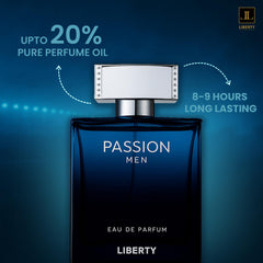 Liberty Luxury Passion Eau De Parfum for Men, Long Lasting Bold Spicy Scent Designed in France, Masculine Cologne That Draws Compliments, Perfume for mens, men's fragrances, Gift for Him 100ml 3.4Oz