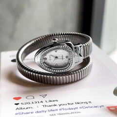 Gosasa Snake Bracelet Watch for Women, Elegant Wrap Around Bangle Wristwatch, Fashion Jewelry Style Quartz Watch, Adjustable Cuff Serpenti Watch for Dress & Gift