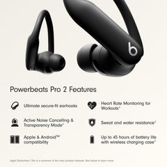 Beats Powerbeats Pro 2 - Wireless Noise Cancelling Workout Earbuds with Secure- Fit Earhooks, Up to 45-Hour Battery with Charging Case, Sweat & Water Resistant, Heart Rate Monitoring - Electric Orange