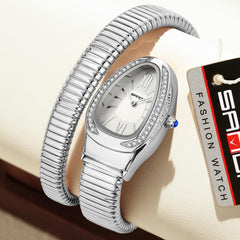 Gosasa Snake Bracelet Watch for Women, Elegant Wrap Around Bangle Wristwatch, Fashion Jewelry Style Quartz Watch, Adjustable Cuff Serpenti Watch for Dress & Gift