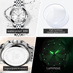 OLEVS Womens Watch Fashion Dress Diamond Female Watches for Ladies Analog Quartz Stainless Steel Waterproof Luminous Day Date Two Tone Wristwatch
