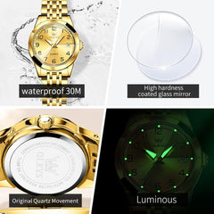 OLEVS Womens Watch Fashion Dress Diamond Female Watches for Ladies Analog Quartz Stainless Steel Waterproof Luminous Day Date Two Tone Wristwatch