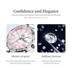 OLEVS Womens Watch Fashion Dress Diamond Female Watches for Ladies Analog Quartz Stainless Steel Waterproof Luminous Day Date Two Tone Wristwatch