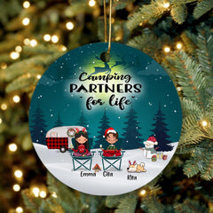 Personalized Couple Camping Xmas Ornament - Couple With Up to 4 Pets - Best Gift For Dog/Cat Lover - Merry Christmas