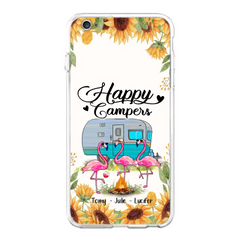 Custom Personalized Camping Flamingo Phone Case - Happy Campers - For iPhone And Samsung Phone Case - JLDWNZ