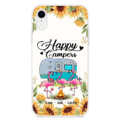 Custom Personalized Camping Flamingo Phone Case - Happy Campers - For iPhone And Samsung Phone Case - JLDWNZ
