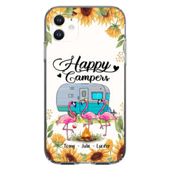 Custom Personalized Camping Flamingo Phone Case - Happy Campers - For iPhone And Samsung Phone Case - JLDWNZ