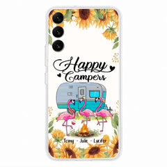 Custom Personalized Camping Flamingo Phone Case - Happy Campers - For iPhone And Samsung Phone Case - JLDWNZ